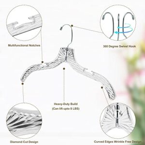 Quality Hangers Clear Hangers 24 Pack - Crystal Cut Hangers for Clothes - Durable Plastic Hanger Set - Invisible Dress Hangers for Suits - Heavy Duty Hangers - Nonslip Coat and Shirt Hangers, 17" inch