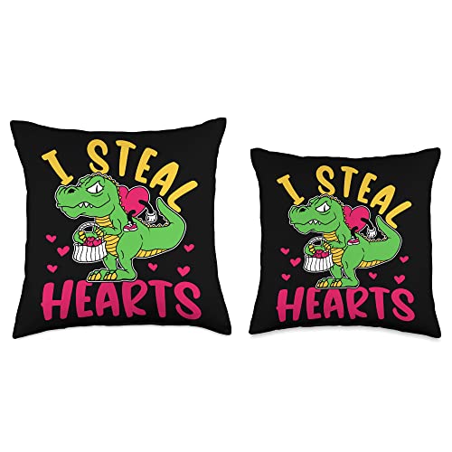 Boys Valentines Day Shirts Baby Toddler Kids Kids I Steal Hearts Trex Dino Toddler Boy Valentines Day Throw Pillow, 16x16, Multicolor