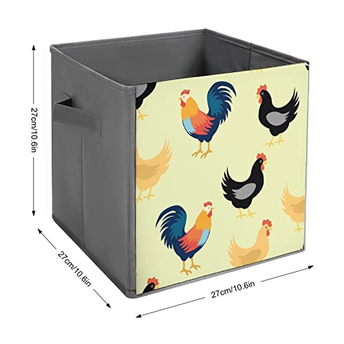 Rooster and Cock Large Cubes Storage Bins Collapsible Canvas Storage Box Closet Organizers for Shelves