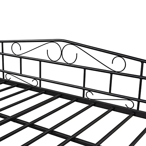 Tensun Twin Size Daybed with Trundle,Metal Bed Frame for Bedroom Living Room, Heavy Duty Steel Slat Support, No Spring Box Needed