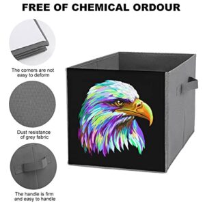 Watercolor Bald Eagle Large Cubes Storage Bins Collapsible Canvas Storage Box Closet Organizers for Shelves