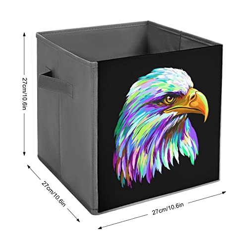 Watercolor Bald Eagle Large Cubes Storage Bins Collapsible Canvas Storage Box Closet Organizers for Shelves