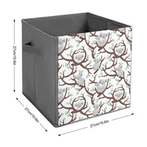 Funny Cartoon Koalas Large Cubes Storage Bins Collapsible Canvas Storage Box Closet Organizers for Shelves