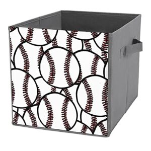 softball pattern large cubes storage bins collapsible canvas storage box closet organizers for shelves