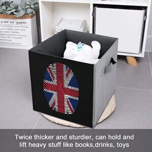 UK Finger Print Large Cubes Storage Bins Collapsible Canvas Storage Box Closet Organizers for Shelves