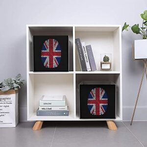 UK Finger Print Large Cubes Storage Bins Collapsible Canvas Storage Box Closet Organizers for Shelves