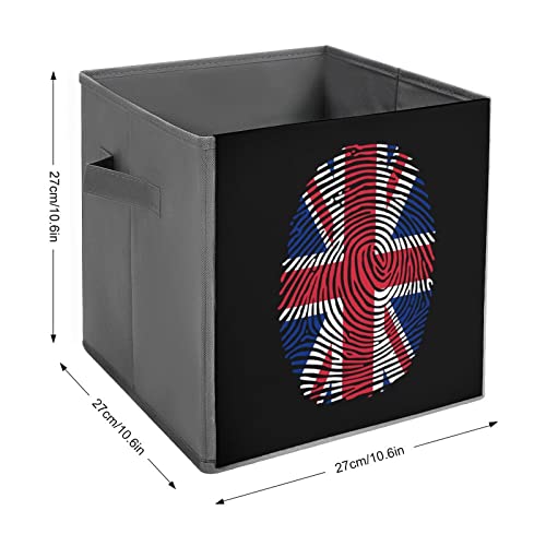 UK Finger Print Large Cubes Storage Bins Collapsible Canvas Storage Box Closet Organizers for Shelves