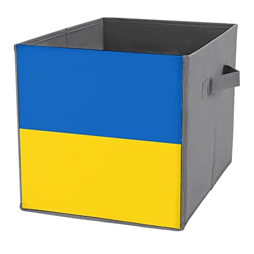 Flag of Ukraine Large Cubes Storage Bins Collapsible Canvas Storage Box Closet Organizers for Shelves