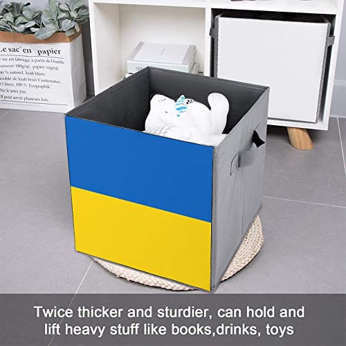 Flag of Ukraine Large Cubes Storage Bins Collapsible Canvas Storage Box Closet Organizers for Shelves