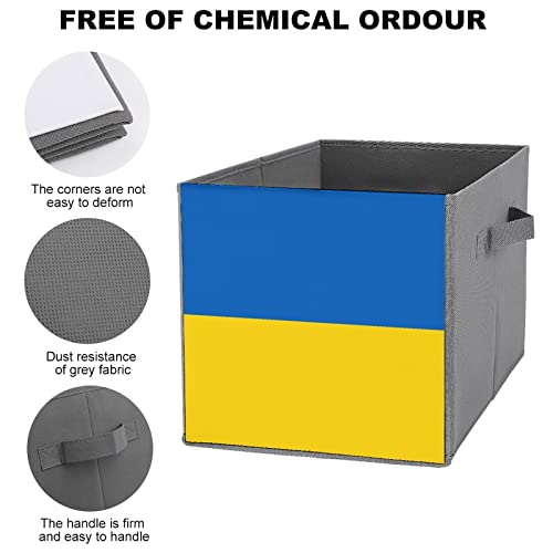 Flag of Ukraine Large Cubes Storage Bins Collapsible Canvas Storage Box Closet Organizers for Shelves