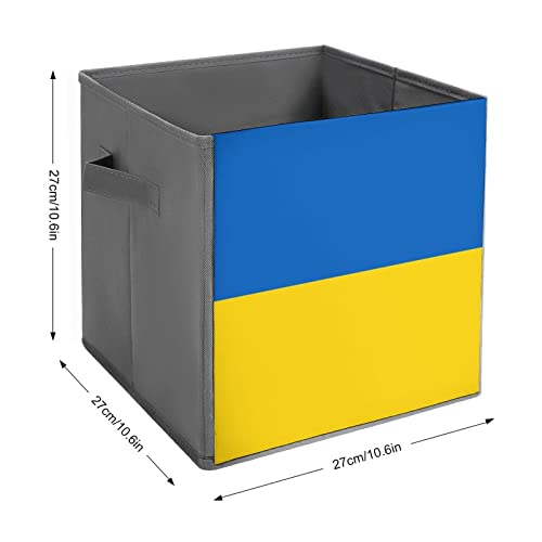 Flag of Ukraine Large Cubes Storage Bins Collapsible Canvas Storage Box Closet Organizers for Shelves