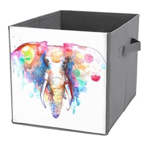 watercolor elephant large cubes storage bins collapsible canvas storage box closet organizers for shelves