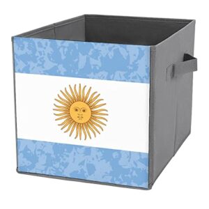 Retro Argentina Flag Large Cubes Storage Bins Collapsible Canvas Storage Box Closet Organizers for Shelves