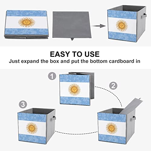 Retro Argentina Flag Large Cubes Storage Bins Collapsible Canvas Storage Box Closet Organizers for Shelves