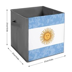 Retro Argentina Flag Large Cubes Storage Bins Collapsible Canvas Storage Box Closet Organizers for Shelves