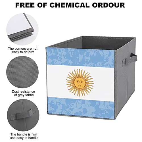Retro Argentina Flag Large Cubes Storage Bins Collapsible Canvas Storage Box Closet Organizers for Shelves