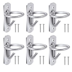 hdyegy 6pcs equestrian bucket hook hanger metal horse water bucket hook wall mount bucket hook with 12pcs screws for horse stable barn supplies (silver)