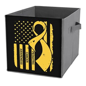 Pediatric Cancer Awareness Flag Large Cubes Storage Bins Collapsible Canvas Storage Box Closet Organizers for Shelves