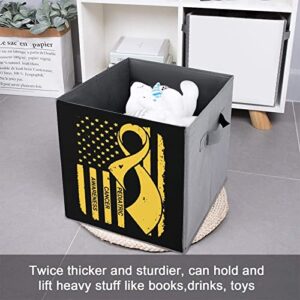 Pediatric Cancer Awareness Flag Large Cubes Storage Bins Collapsible Canvas Storage Box Closet Organizers for Shelves