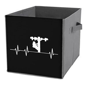 Heartbeat Lineman Large Cubes Storage Bins Collapsible Canvas Storage Box Closet Organizers for Shelves