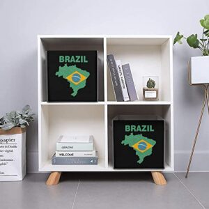 Vintage Flag Map of Brazil Large Cubes Storage Bins Collapsible Canvas Storage Box Closet Organizers for Shelves