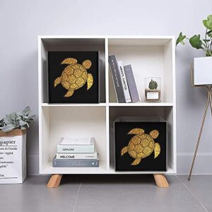 Sea Turtle Large Cubes Storage Bins Collapsible Canvas Storage Box Closet Organizers for Shelves