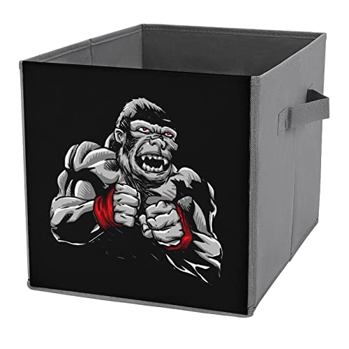 Fighter Gorilla Large Cubes Storage Bins Collapsible Canvas Storage Box Closet Organizers for Shelves