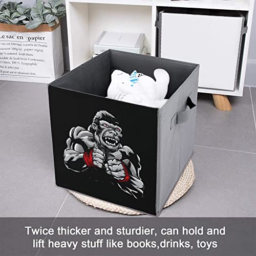 Fighter Gorilla Large Cubes Storage Bins Collapsible Canvas Storage Box Closet Organizers for Shelves