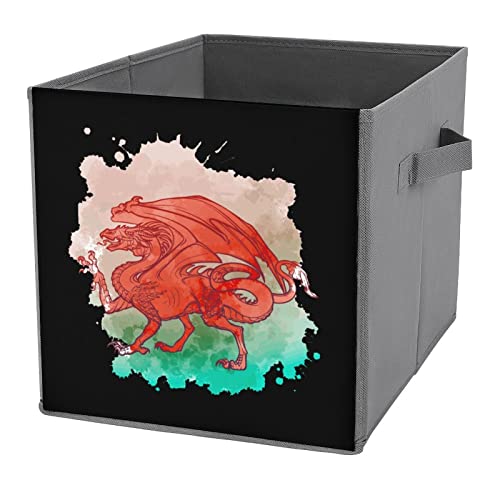 The Welsh Red Dragon Large Cubes Storage Bins Collapsible Canvas Storage Box Closet Organizers for Shelves