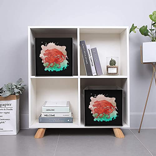 The Welsh Red Dragon Large Cubes Storage Bins Collapsible Canvas Storage Box Closet Organizers for Shelves