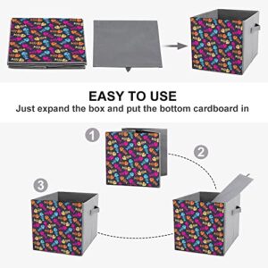 Colorful Fish Bones Large Cubes Storage Bins Collapsible Canvas Storage Box Closet Organizers for Shelves