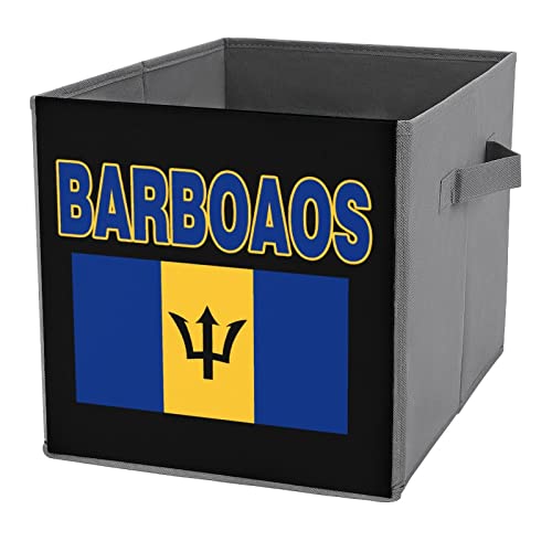 Flag of Barbados Large Cubes Storage Bins Collapsible Canvas Storage Box Closet Organizers for Shelves