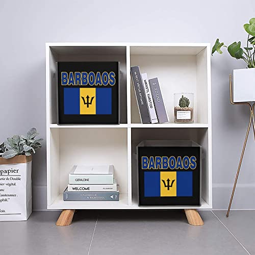 Flag of Barbados Large Cubes Storage Bins Collapsible Canvas Storage Box Closet Organizers for Shelves