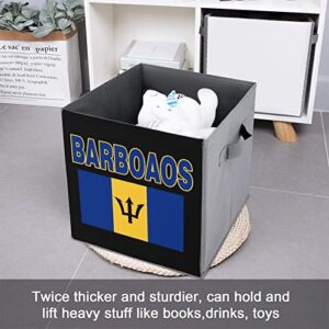 Flag of Barbados Large Cubes Storage Bins Collapsible Canvas Storage Box Closet Organizers for Shelves