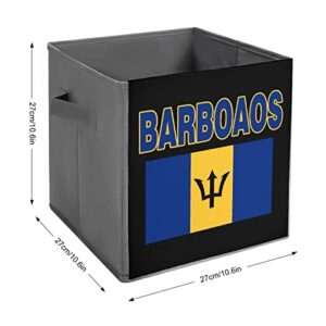 Flag of Barbados Large Cubes Storage Bins Collapsible Canvas Storage Box Closet Organizers for Shelves