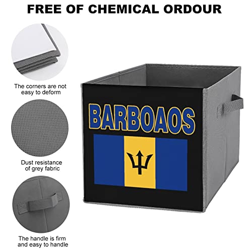 Flag of Barbados Large Cubes Storage Bins Collapsible Canvas Storage Box Closet Organizers for Shelves