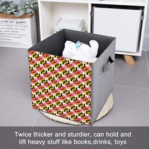 Maryland Flag Large Cubes Storage Bins Collapsible Canvas Storage Box Closet Organizers for Shelves