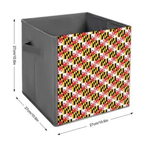 Maryland Flag Large Cubes Storage Bins Collapsible Canvas Storage Box Closet Organizers for Shelves