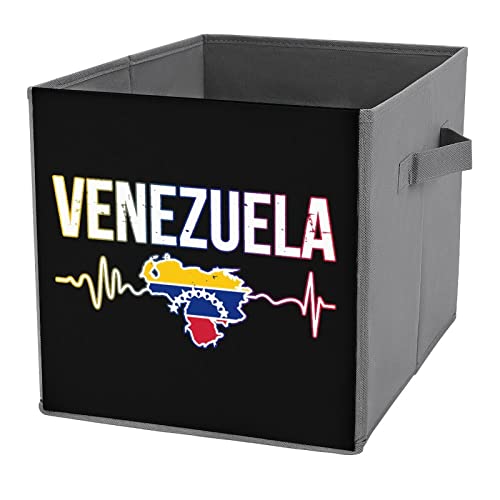 Venezuela Heart Beats Large Cubes Storage Bins Collapsible Canvas Storage Box Closet Organizers for Shelves