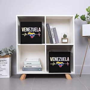 Venezuela Heart Beats Large Cubes Storage Bins Collapsible Canvas Storage Box Closet Organizers for Shelves