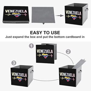 Venezuela Heart Beats Large Cubes Storage Bins Collapsible Canvas Storage Box Closet Organizers for Shelves