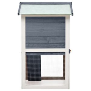 YAFF Outdoor Rabbit Hutch 3 Doors Gray Wood (32.582lbs)