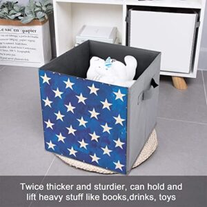 Watercolor US Stars Flag Large Cubes Storage Bins Collapsible Canvas Storage Box Closet Organizers for Shelves
