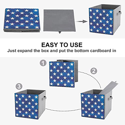 Watercolor US Stars Flag Large Cubes Storage Bins Collapsible Canvas Storage Box Closet Organizers for Shelves