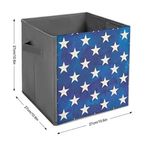 Watercolor US Stars Flag Large Cubes Storage Bins Collapsible Canvas Storage Box Closet Organizers for Shelves