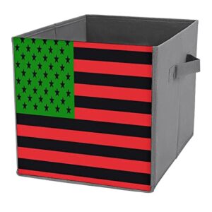 African American Flag Large Cubes Storage Bins Collapsible Canvas Storage Box Closet Organizers for Shelves