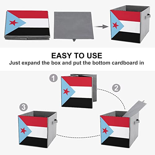 South Yemen Flag Large Cubes Storage Bins Collapsible Canvas Storage Box Closet Organizers for Shelves