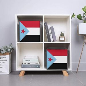 South Yemen Flag Large Cubes Storage Bins Collapsible Canvas Storage Box Closet Organizers for Shelves