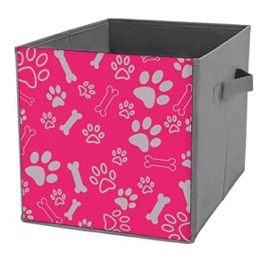 dog paws and bone pattern large cubes storage bins collapsible canvas storage box closet organizers for shelves