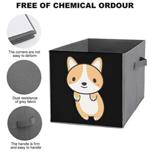 Cute Corgi Dog Large Cubes Storage Bins Collapsible Canvas Storage Box Closet Organizers for Shelves